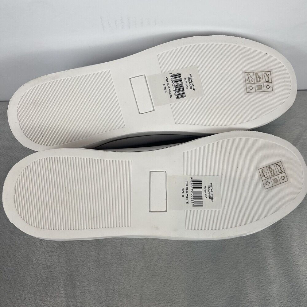 Evans Womens Lace Up Sneaker White Metal Strip Size‎ 11 Clean Girl Preppy Casual - Picture 8 of 10